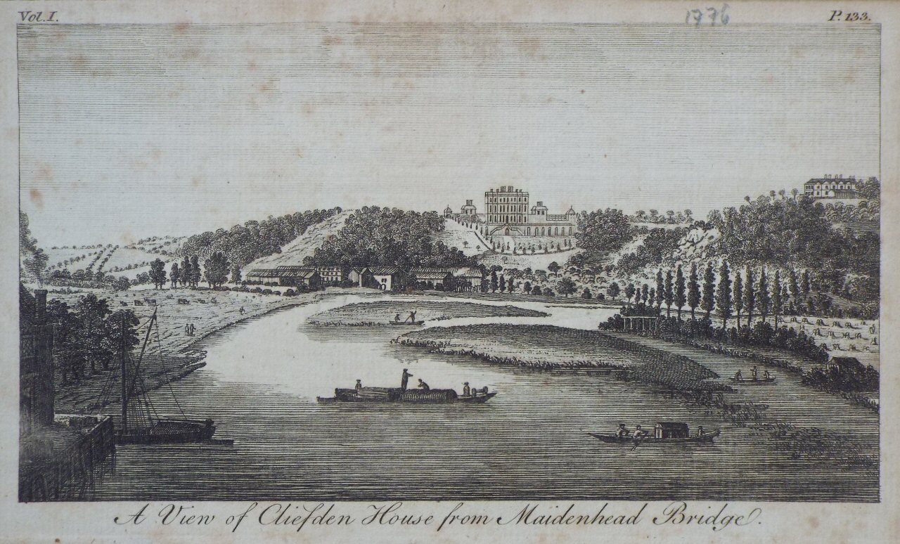 Print - A View of Cliefden House from Maidenhead Bridge.